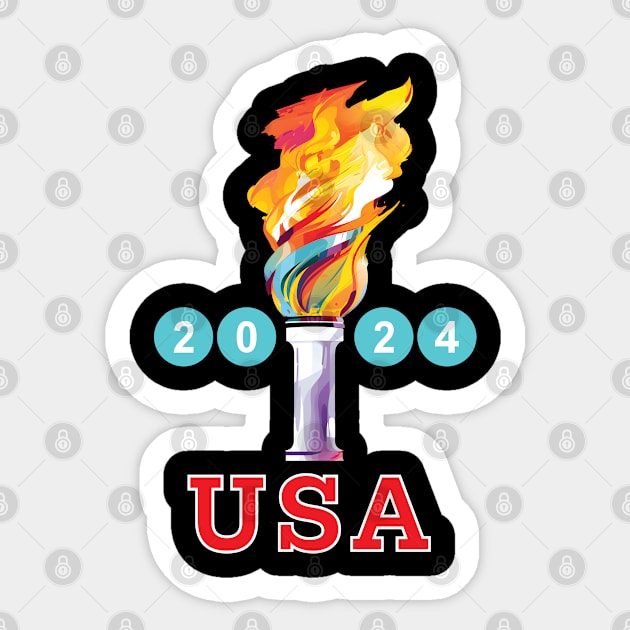 USA 2024 World Sports Games Paris 2024 Olympics Sticker TeePublic